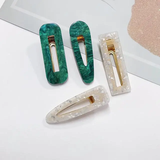 Alt view image 5 of 7 - 12 Pieces Acrylic Resin Marble Hair Clips Set, Decorative Pearls Hair Barrettes Sweet Decorative Bobby Pins Hairpin Headwear Hair Accessories Headwear for Women and Girls