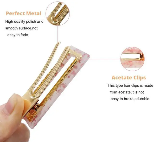 Alt view image 6 of 7 - 12 Pieces Acrylic Resin Marble Hair Clips Set, Decorative Pearls Hair Barrettes Sweet Decorative Bobby Pins Hairpin Headwear Hair Accessories Headwear for Women and Girls