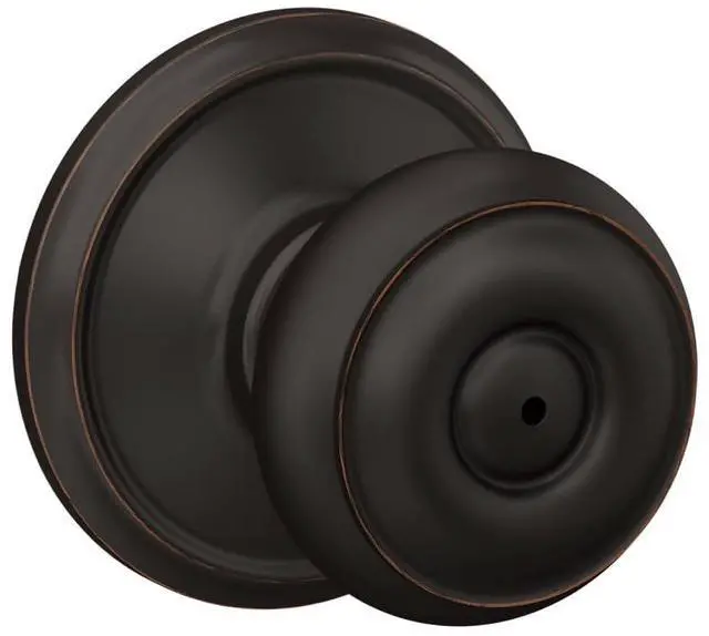 Alt view image 2 of 7 - F40 GEO 716 Georgian Door Knob, Bed & Bath Privacy Lock, Aged Bronze