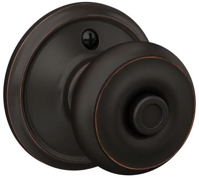 Alt view image 4 of 7 - F40 GEO 716 Georgian Door Knob, Bed & Bath Privacy Lock, Aged Bronze