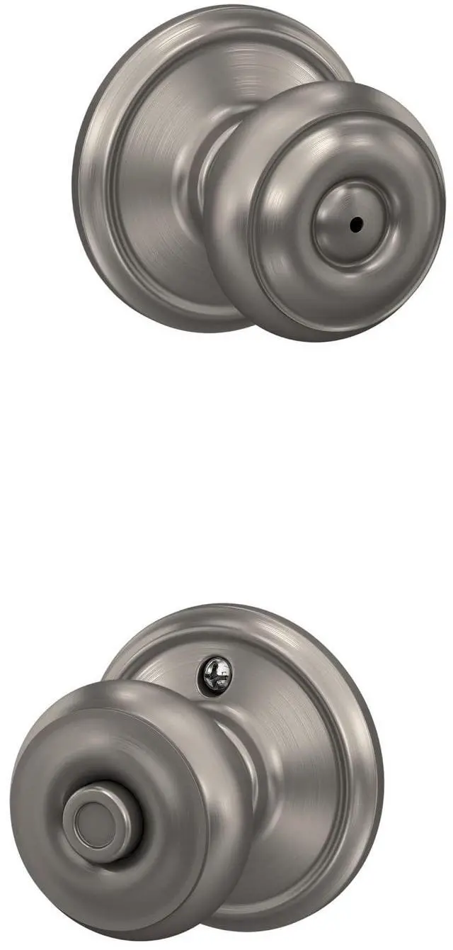 Alt view image 3 of 7 - F40 GEO 619 Georgian Door Knob, Bed & Bath Privacy Lock, Satin Nickel