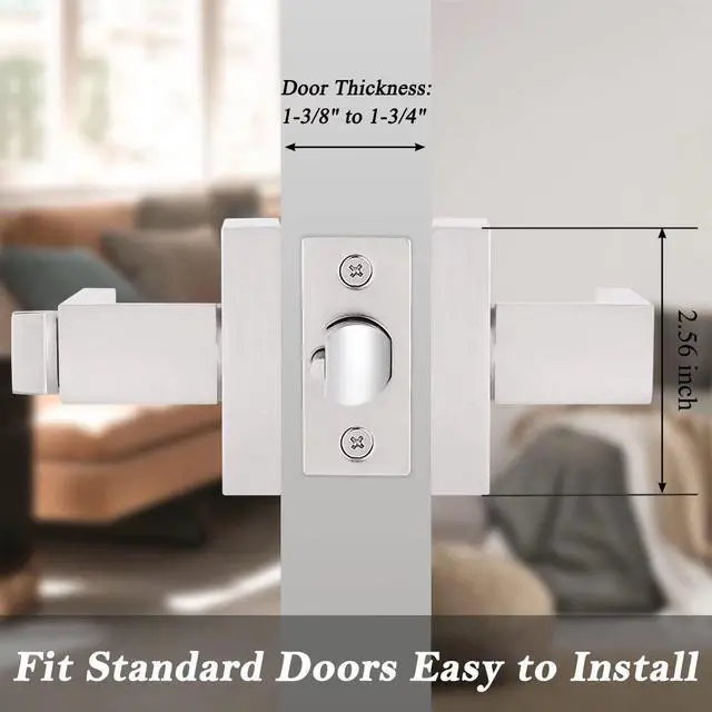Alt view image 3 of 7 - 1 Pack Interior Bedroom Entrance Door Lever Doorknobs Door Lock One Keyway Entry Keyed Entrance Lockset in Satin Nickel Each with 3 Keys