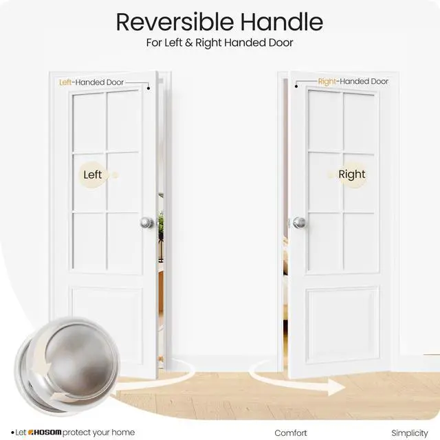 Alt view image 6 of 7 - Passage Door Knob, Satin Nickel Door Knobs Keyless Doorknobs for Interior Doors, Hallway, Closet and More, No Locking Door Handle, 1 Pack