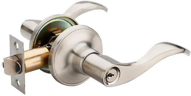 Main image of 1 Pack of HENYIN Wave Lever Keyed Entry Door Lock/Door Knob Hardware Handle and Closet Lockset, Silver Color, with Key,Right Hand(805SN-R)