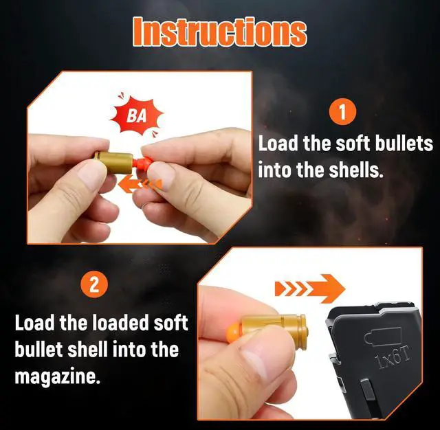 Alt view image 4 of 5 - Automatic Shell Ejecting Toy Gun Supplementary Soft Bullets Included 100 Soft Bullets & 6 Shells