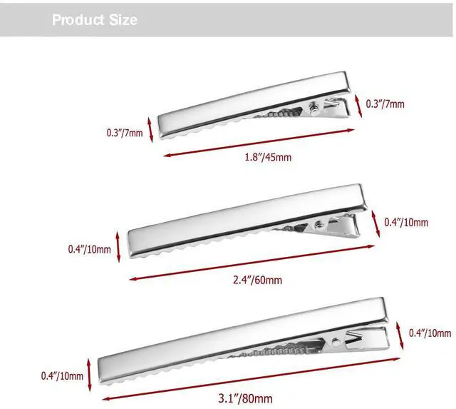 Alt view image 3 of 6 - 45Pcs Metal Hair Accessories Set: Alligator Hair Clips for Bow Making, 3 Sizes Silver Hair Curlers, Salon Grips, DIY Hairpins with Case