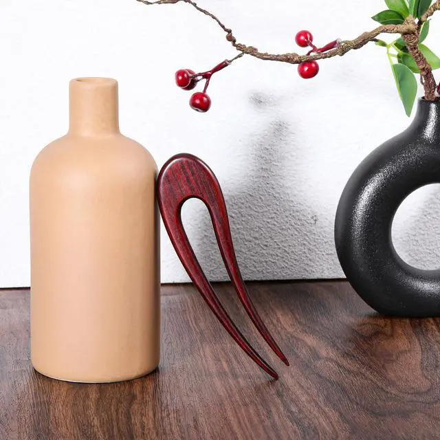 Alt view image 7 of 7 - 3 Pack Wooden Hair Sticks for Women, French U Shaped Hairpin with Two Prongs Hair Clips Handmade French Hairs Stick Vintage Matte Hairpins for Women Bun Updo Hairstyle