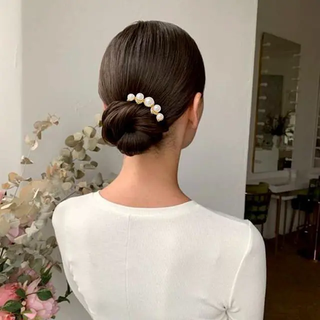 Alt view image 6 of 7 - 2Pcs Pearl U Shaped Hair Pins Bridal Hair Side Comb Fashion Elegant Metal Hair Pin Vintage Hair Fork Clips for Women Girls French Pearl Hairpin Hair Styling Accessories for Wedding Party Holiday Daily