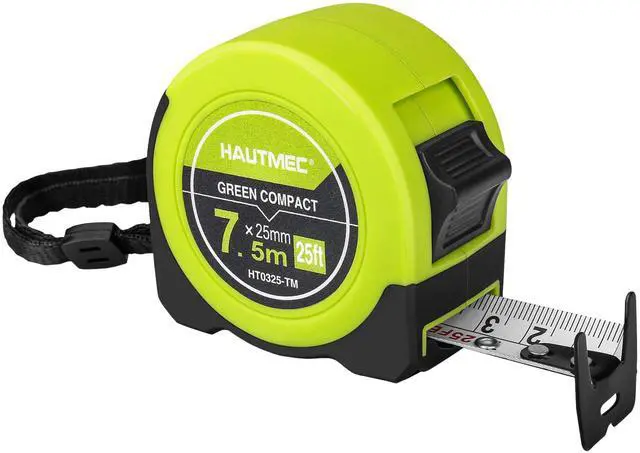 Main image of Tape Measure 25ft with Fractions 1/8 Dual Scale Metric & Imperial Measuring Tape Retractable Compact Economical for Home DIY Renovations Crafting Quick Fixes HT0325