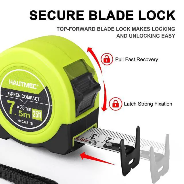 Alt view image 2 of 7 - Tape Measure 25ft with Fractions 1/8 Dual Scale Metric & Imperial Measuring Tape Retractable Compact Economical for Home DIY Renovations Crafting Quick Fixes HT0325