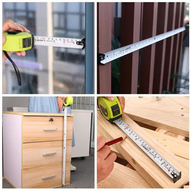 Alt view image 6 of 7 - Tape Measure 25ft with Fractions 1/8 Dual Scale Metric & Imperial Measuring Tape Retractable Compact Economical for Home DIY Renovations Crafting Quick Fixes HT0325
