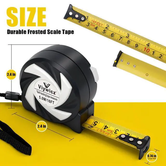 Alt view image 5 of 7 - Tape Measure with Auto-Lock, 16FT/5M Professional Measuring Tape & Painters Tape, Metric Measuring with Durable Matte Blade, Gift for Craftsmen