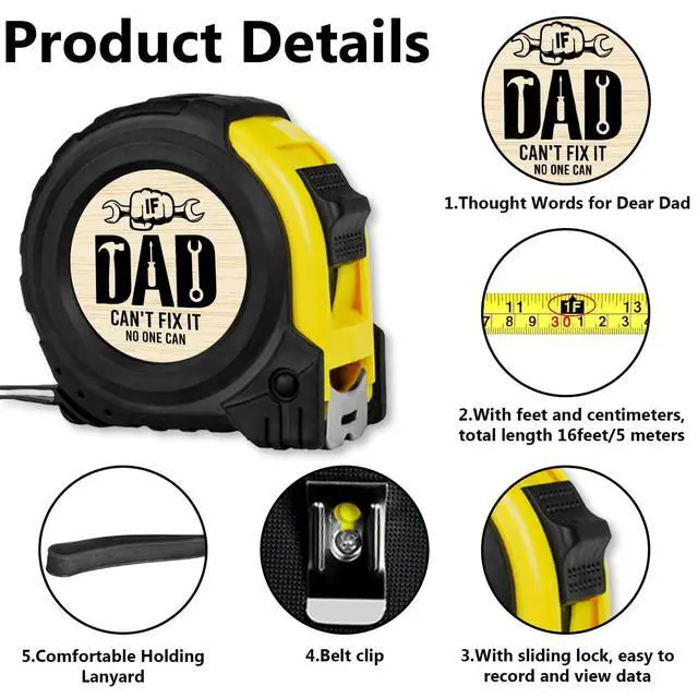 Alt view image 4 of 6 - Funny Tool Gifts for Daddy Best Dad Ever Gifts from Son Daughter Fathers Day Unique Gifts for Dad Father Stepfather Happy Fathers Day Measuring Tape