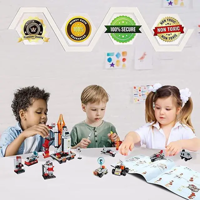 Alt view image 2 of 6 - Space Exploration Shuttle Toys for 6 7 8 9 10 11 12 Year Old Boys 12-in-1 STEM Aerospace Building Kit Toy with Heavy Transport Rocket and Launcher Best Gifts for 6-12 Year Old Boys (566 PCS)