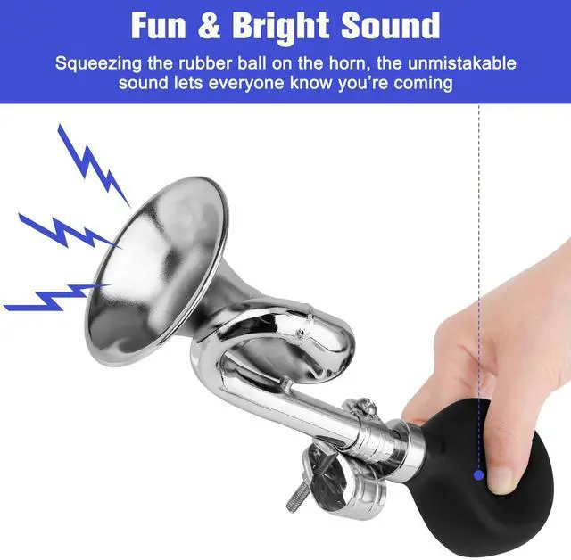 Alt view image 2 of 6 - Bugle Horn, Retro Clown Horn, Kids Bike Horn, Classic Vintage Metal Twist Loudspeaker Siren Hooter Snail Air Horn for Vehicles Bicycles Golf Cart