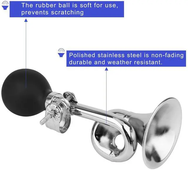 Alt view image 5 of 6 - Bugle Horn, Retro Clown Horn, Kids Bike Horn, Classic Vintage Metal Twist Loudspeaker Siren Hooter Snail Air Horn for Vehicles Bicycles Golf Cart