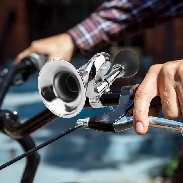 Alt view image 6 of 6 - Bugle Horn, Retro Clown Horn, Kids Bike Horn, Classic Vintage Metal Twist Loudspeaker Siren Hooter Snail Air Horn for Vehicles Bicycles Golf Cart