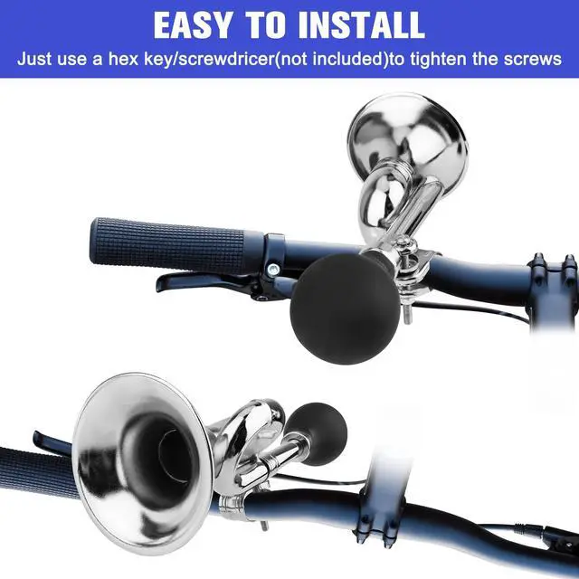 Alt view image 4 of 6 - Bugle Horn, Retro Clown Horn, Kids Bike Horn, Classic Vintage Metal Twist Loudspeaker Siren Hooter Snail Air Horn for Vehicles Bicycles Golf Cart