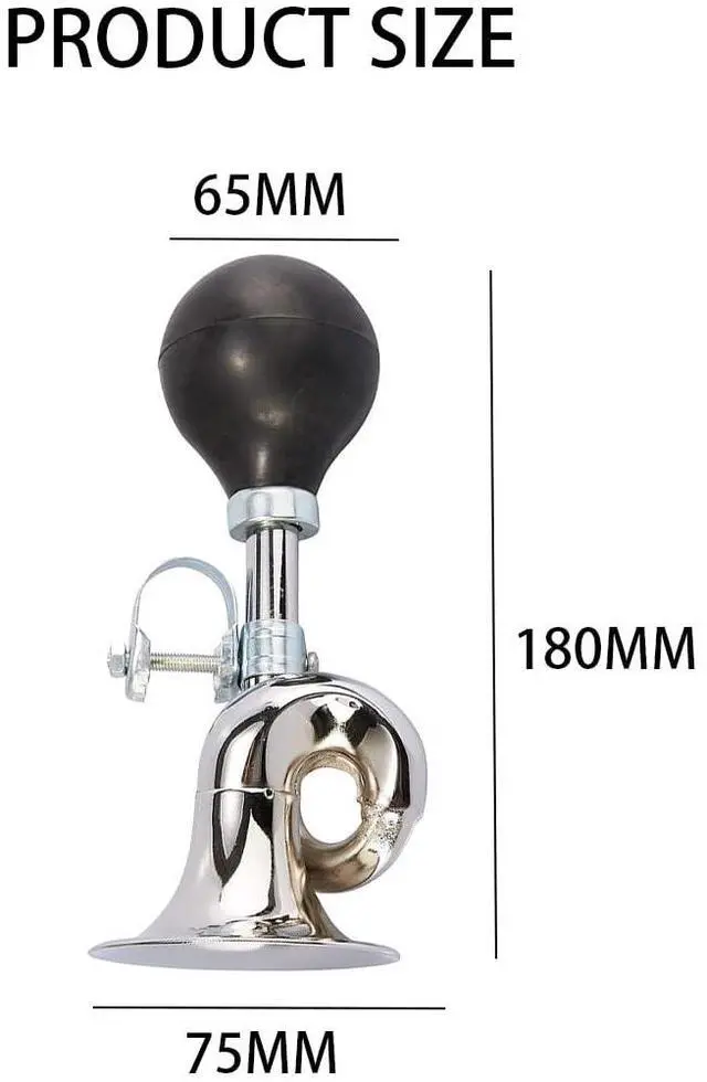 Alt view image 2 of 3 - Bike Horn, Classic Metal Horn for Adult and Kids Bike, Fits Most Bicycle Handlebar