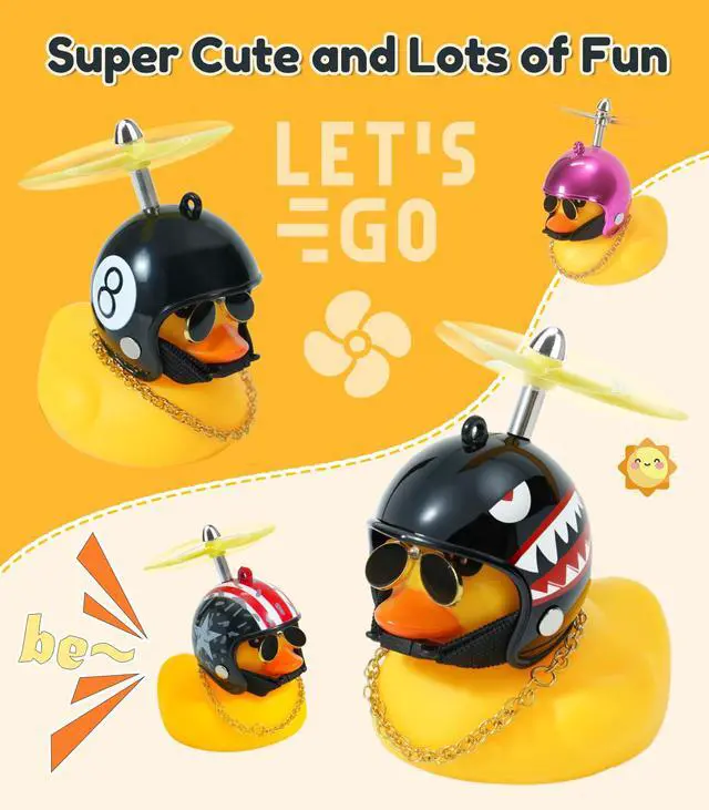 Alt view image 4 of 7 - Rubber Duck Bike Decorations Stable Clamp Mount Cute Duck Bike Bell Two Helmet Propeller Bike Accessories e Scooter Accessories Motorcycle Accessories Cycling Gifts Black Shark