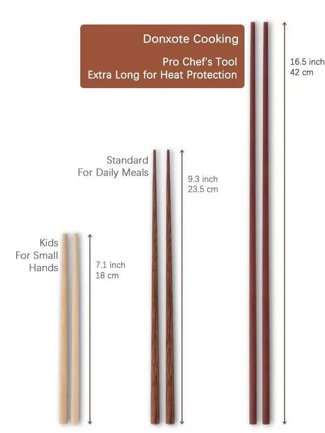 Alt view image 5 of 6 - Wooden Noodles Kitchen Cooking Frying Chopsticks 16.5 Inches Brown Extra Long Set of 2 Pairs