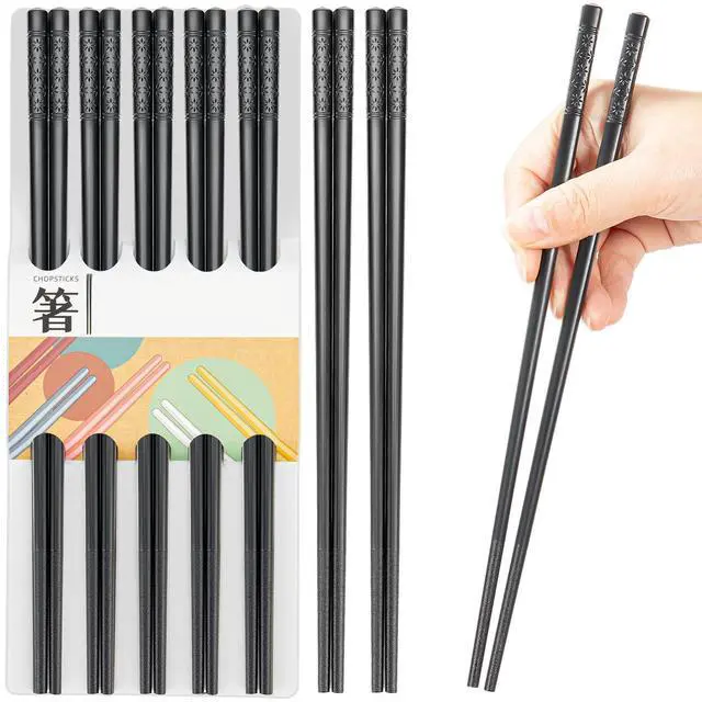 Main image of 5 Pairs of Reusable Chopsticks, Dishwasher-Safe, 9.5 Inches Fiberglass Chopsticks Set Suitable for Japanese, Chinese, and Korean Cuisines, Featuring Non-Slip Design and Enhanced Usability