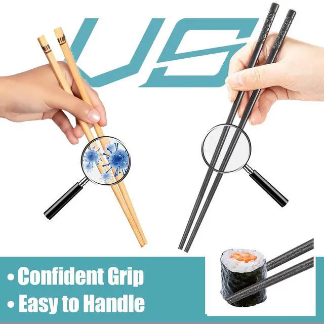 Alt view image 5 of 7 - 5 Pairs of Reusable Chopsticks, Dishwasher-Safe, 9.5 Inches Fiberglass Chopsticks Set Suitable for Japanese, Chinese, and Korean Cuisines, Featuring Non-Slip Design and Enhanced Usability