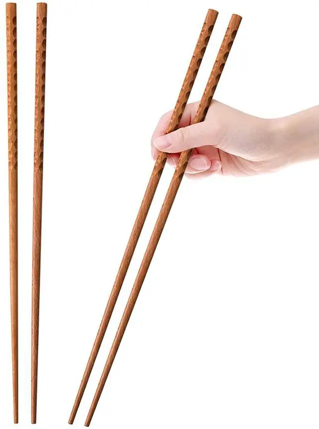 Main image of 16.5 Inches Cooking Chopsticks, 2 Pairs Wooden Long Chop Sticks Reusable for Noodles Frying Hotpot, Japanese Extra Long Anti-Slip Chopsticks