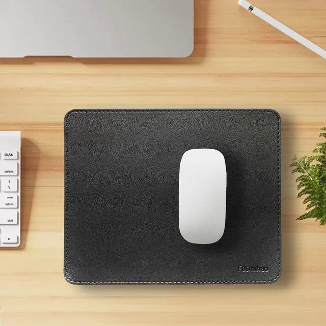 Alt view image 7 of 7 - Leather Mouse Pad - Wood Mouse Pad, Double Side Mouse Pad with Stitched Edge, Waterproof Ultra Thin Mouse Pad for Computers, Laptop, Office & Home, 10.2 x 8.3 Inch, 1 Pack (Black)
