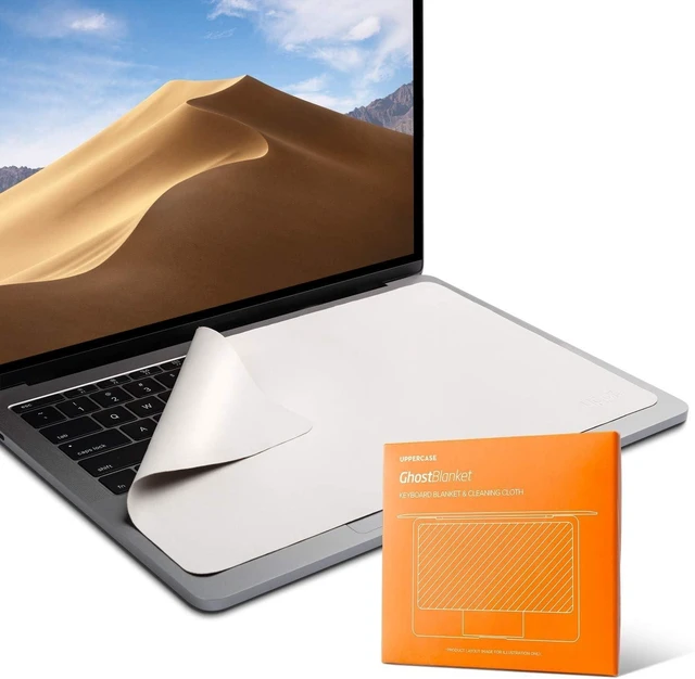 Main image of GhostBlanket Screen Keyboard Imprint Protection Microfiber Liner, X-Large | 2 Pack, Soft Texture Cleaning Cloth, Screen closes fully, Compatible with MacBook Pro 16" or similar laptops
