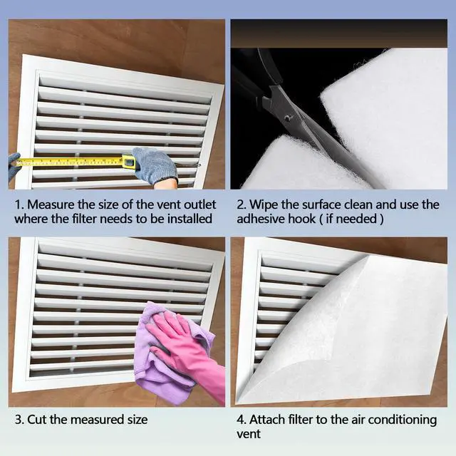Alt view image 6 of 7 - Air Vent Filter White, 12"X120" Cut to Size Air Filter Roll (80 + Filters), Electrostatic Vent Filter Material for Home Floor, Ceiling, Grilles, HVAC Vent, Compression Packing (Thickness: 0.2 In)