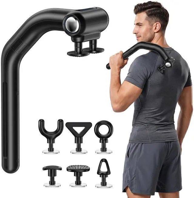 Main image of Dual Head Massage Gun for Back Pain Relief, 3-in-1 Percussion Massager with Detachable Long Extension Handle,Deep Tissue Muscle Massager for Neck, Shoulder, Leg, Gift for Men Women Dad Mom