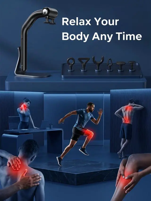 Alt view image 6 of 7 - Dual Head Massage Gun for Back Pain Relief, 3-in-1 Percussion Massager with Detachable Long Extension Handle,Deep Tissue Muscle Massager for Neck, Shoulder, Leg, Gift for Men Women Dad Mom