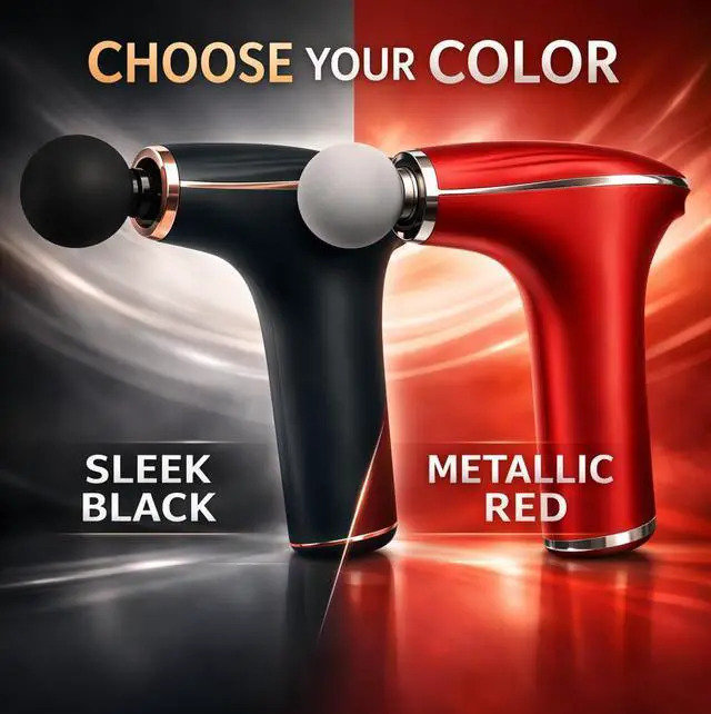 Alt view image 4 of 4 - Fascia Gun Deep Tissue Massage Gun Handheld Muscle Massager for Pain Relief, Recovery & Relaxation Quiet Motor, Long Battery Life, Portable Design for Athletes and Home Use (Red)