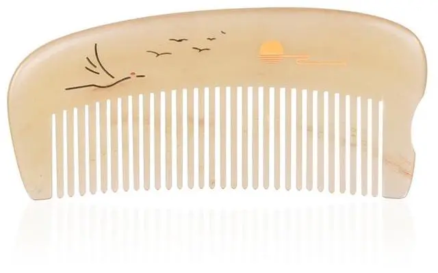 Main image of Handmade Sheep Horn Portable Comb, White Horn, Gently Detangles & Massages Scalp, 3.94" x 1.77"
