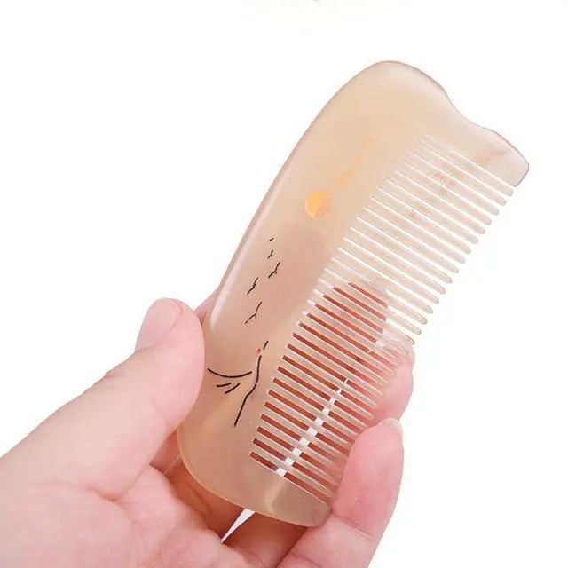 Alt view image 3 of 7 - Handmade Sheep Horn Portable Comb, White Horn, Gently Detangles & Massages Scalp, 3.94" x 1.77"