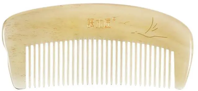 Alt view image 2 of 7 - Handmade Sheep Horn Portable Comb, White Horn, Gently Detangles & Massages Scalp, 3.94" x 1.77"