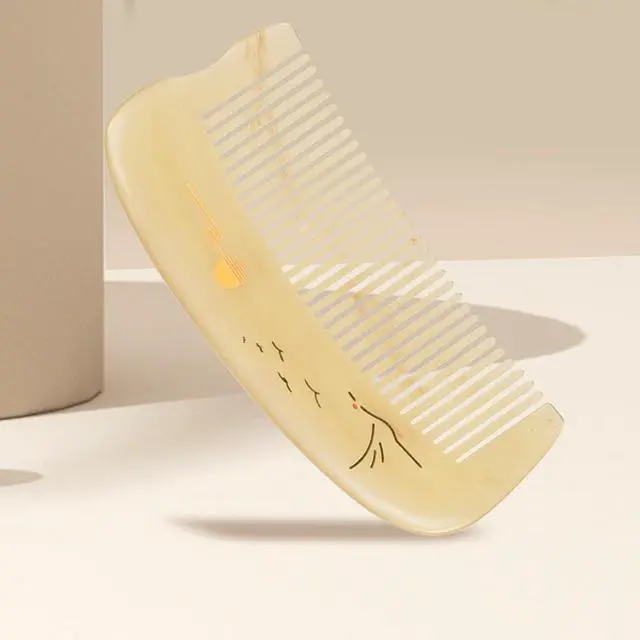 Alt view image 6 of 7 - Handmade Sheep Horn Portable Comb, White Horn, Gently Detangles & Massages Scalp, 3.94" x 1.77"