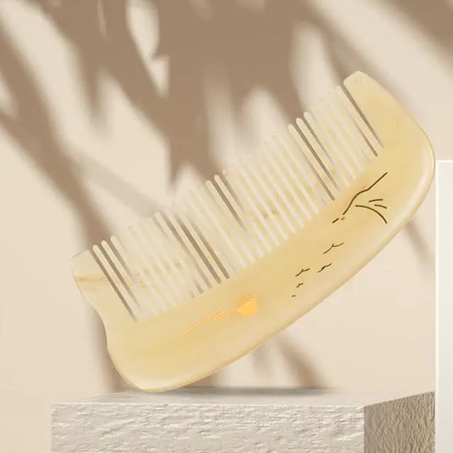 Alt view image 5 of 7 - Handmade Sheep Horn Portable Comb, White Horn, Gently Detangles & Massages Scalp, 3.94" x 1.77"