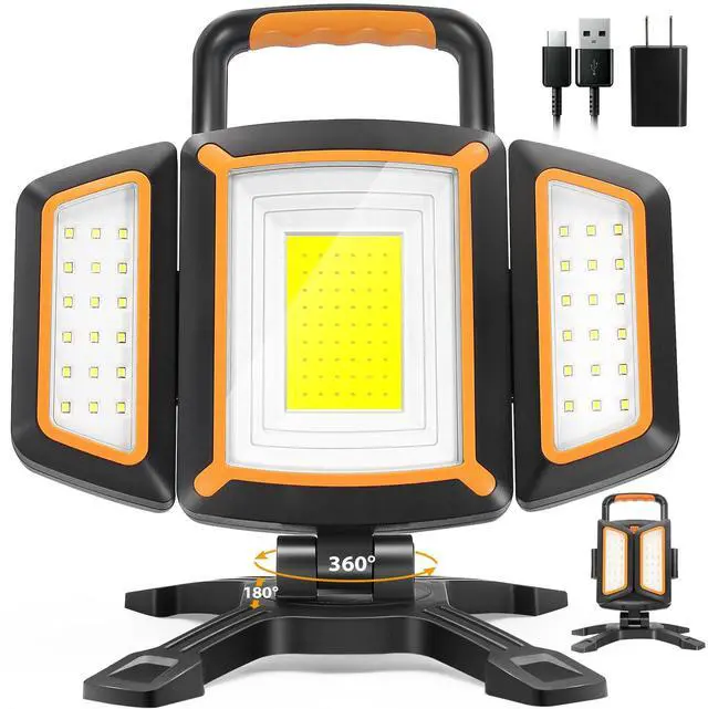 Main image of 30W Rechargeable Work Light, 3000LM Portable Magnetic LED Work Light, Battery Powered Waterproof Cordless Jobsite Light for Garage, Car Repair, Workshop, Camping, Fathers Day Dad Gifts