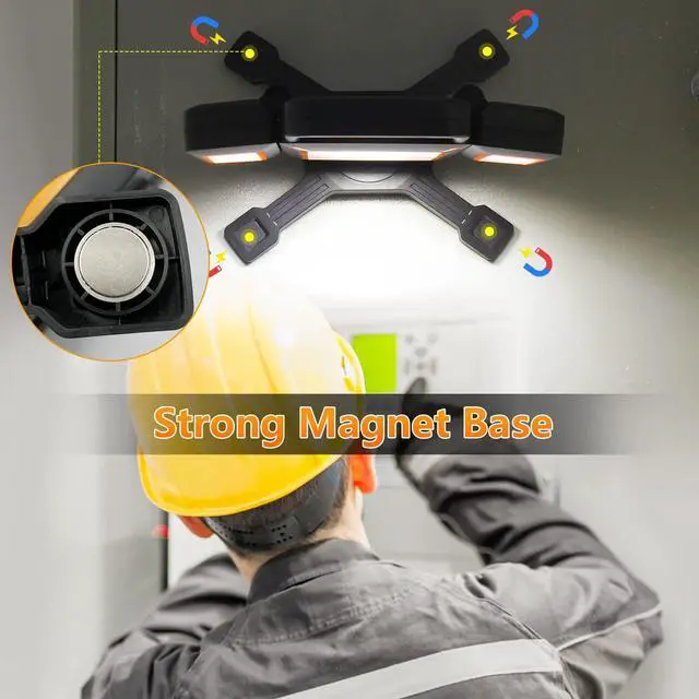 Alt view image 4 of 7 - 30W Rechargeable Work Light, 3000LM Portable Magnetic LED Work Light, Battery Powered Waterproof Cordless Jobsite Light for Garage, Car Repair, Workshop, Camping, Fathers Day Dad Gifts