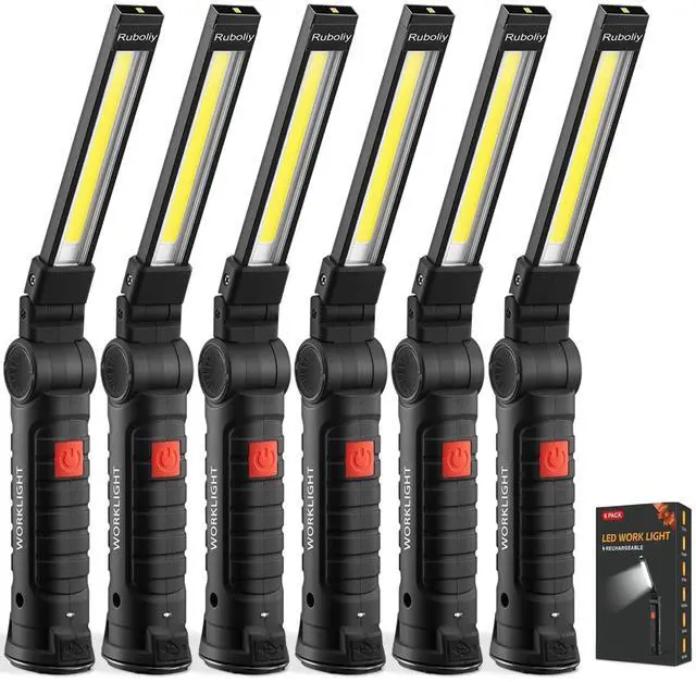 Main image of Magnetic Work Light 6Pack, Rechargeable LED Work Light with 360° Rotation, 5 Mode Mechanic Light, Compact Rechargeable Flashlight with Hook for Car Repairing, Emergency, Fathers Day Dad Gifts