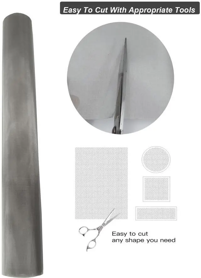 Alt view image 5 of 7 - 304 Stainless Steel Mesh 150Mesh, 15.7"x47.2"(40x120cm) Metal Mesh Screen, Woven Fine Wire Mesh Easy to Cut for Filter Mesh, Filtration Cloth and DIY Project