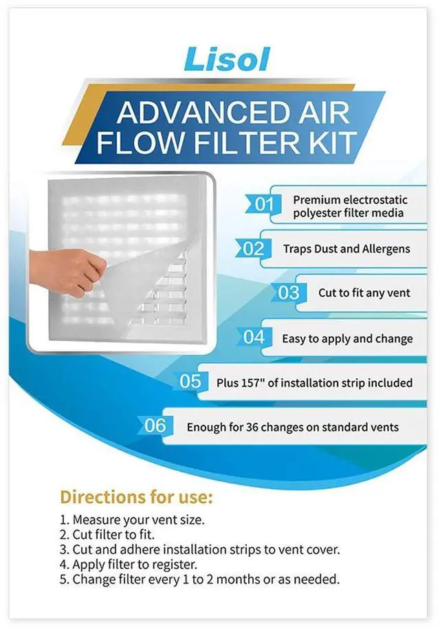 Alt view image 2 of 6 - Complete Air Vent Filters Kit- 98 x 18'' Electrostatic Media With 157" of Installation Tape 36+ Filters per Roll for HVAC, AC & Heating Intake Registers & Grilles