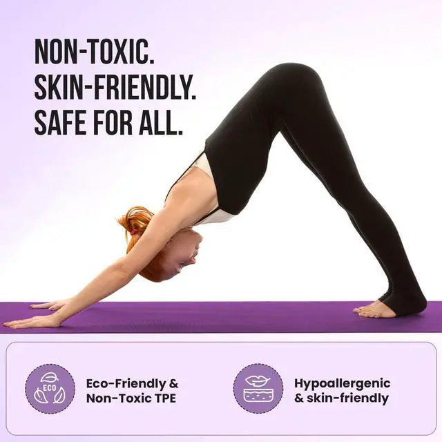 Alt view image 6 of 7 - Live Well TPE Yoga Mat Women Non-Slip Exercise Mat with Strap, Extra Thick 6mm Pink Yoga Mat for Home Workout and Outdoor Use