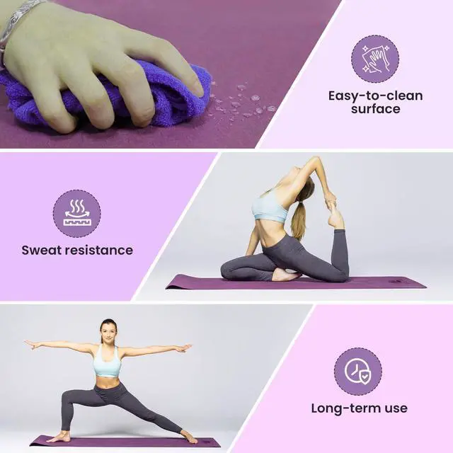 Alt view image 7 of 7 - Live Well TPE Yoga Mat Women Non-Slip Exercise Mat with Strap, Extra Thick 6mm Pink Yoga Mat for Home Workout and Outdoor Use