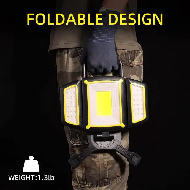Alt view image 5 of 7 - Rechargeable Work Light, 30W 3000Lumen LED Work Light with 5 Modes, Battery Powered Magnetic Lights with 360°Rotate Foldable Design, Job Site Lighting for Car Repair, Garage, Workshop, Camping