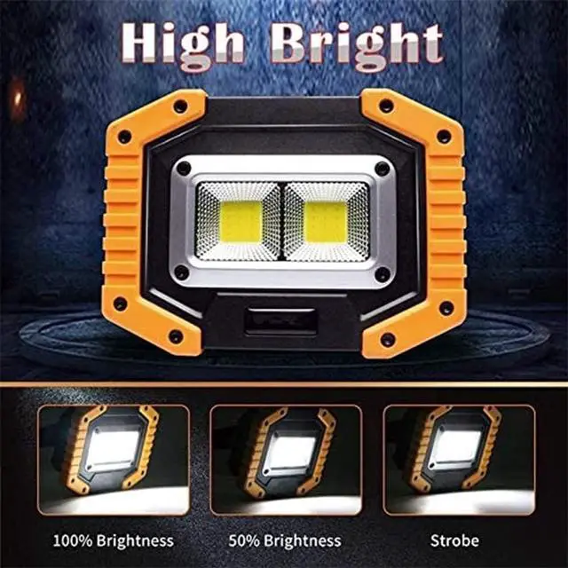 Alt view image 3 of 7 - LED Work Light Rechargeable, 30W 1500LM Battery Powered Portable Flood Lights with Magnetic Base, 4200mAh Battery for Camping Outdoor Car Repairs Job Site Lighting 2 Pack