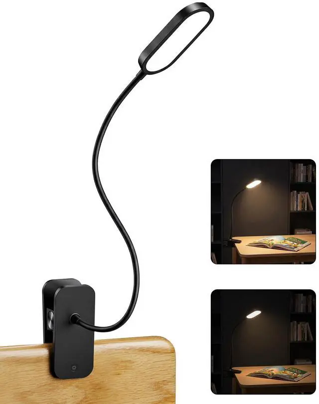 Main image of Clip On Desk Lamp, Rechargeable Reading Light with Touch Control, Stepless Dimming, Portable Lamp for Desk, Bedside, Study