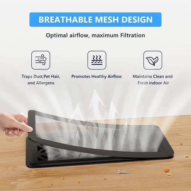 Alt view image 3 of 7 - Magnetic Vent Screen Mesh Covers 3 Pack -5.5x12, Air Vent Filters with Durable PVC Frame, Air Vent Screen Register Trap,Vent MeshUpgraded Thickness(2.5mm) for Home Wall Ceiling (Black)